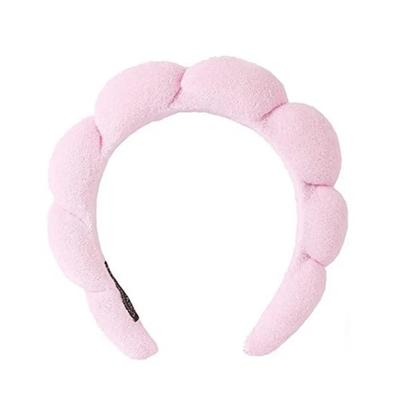 Roze haarband, pluizige gezichtsreinigingsband