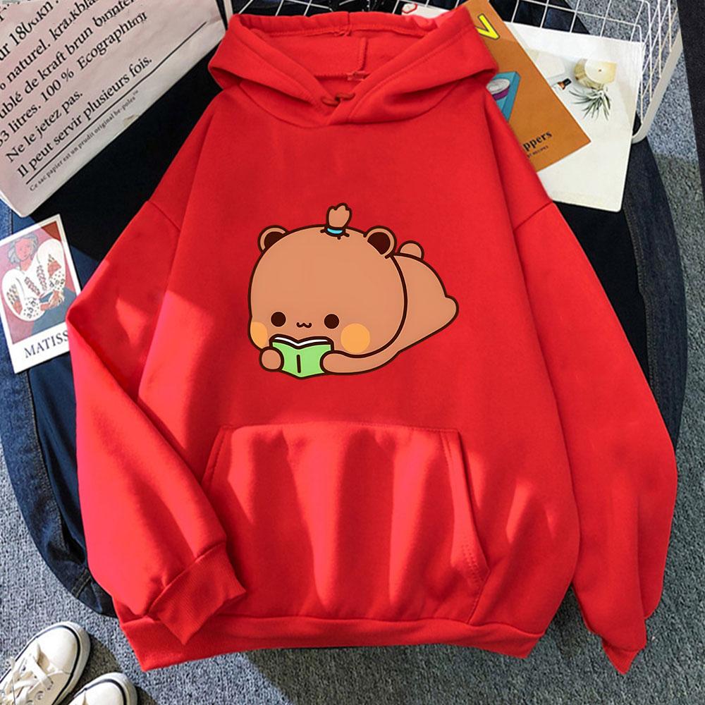 Dudu Is Reading Hoodie Men/women Kawaii Cute Bubu Panda Bears Sweatshirt Male Female Coats Y2k Sudaderas KPop Streetwear