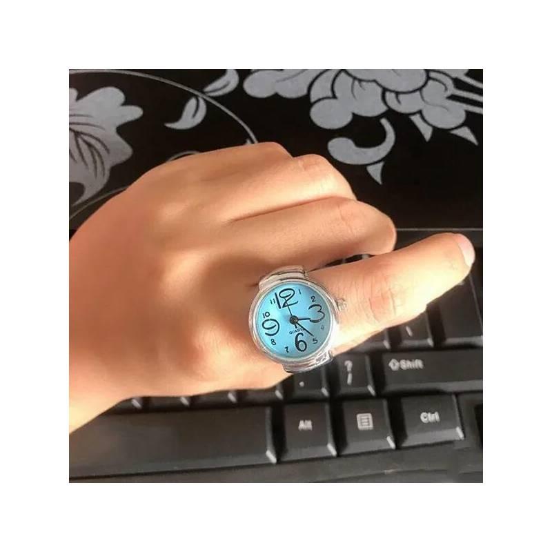 Fashion Creative Steel Round Elastic Quartz Finger Ring Watch Lady Gift Girl