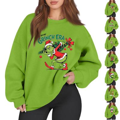 Women's Casual Fashion Long Sleeve Christmas Printed Round Neck Sweatshirt Top