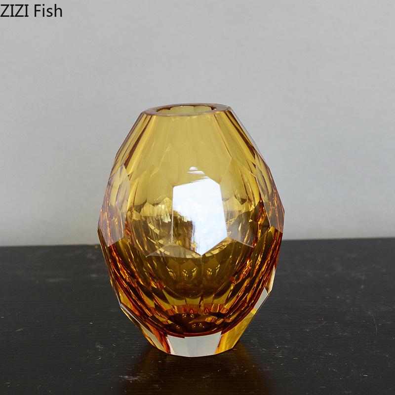 Amber Colored Glass Vase Transparent Glass Flower Pots Desk Decoration Flowers Arrangement Floral Vases Room Aesthetic Decor
