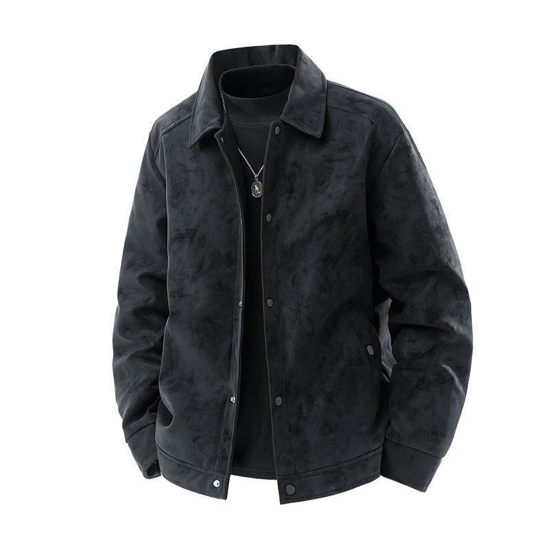White duck down winter new loose lapel casual PU leather jacket