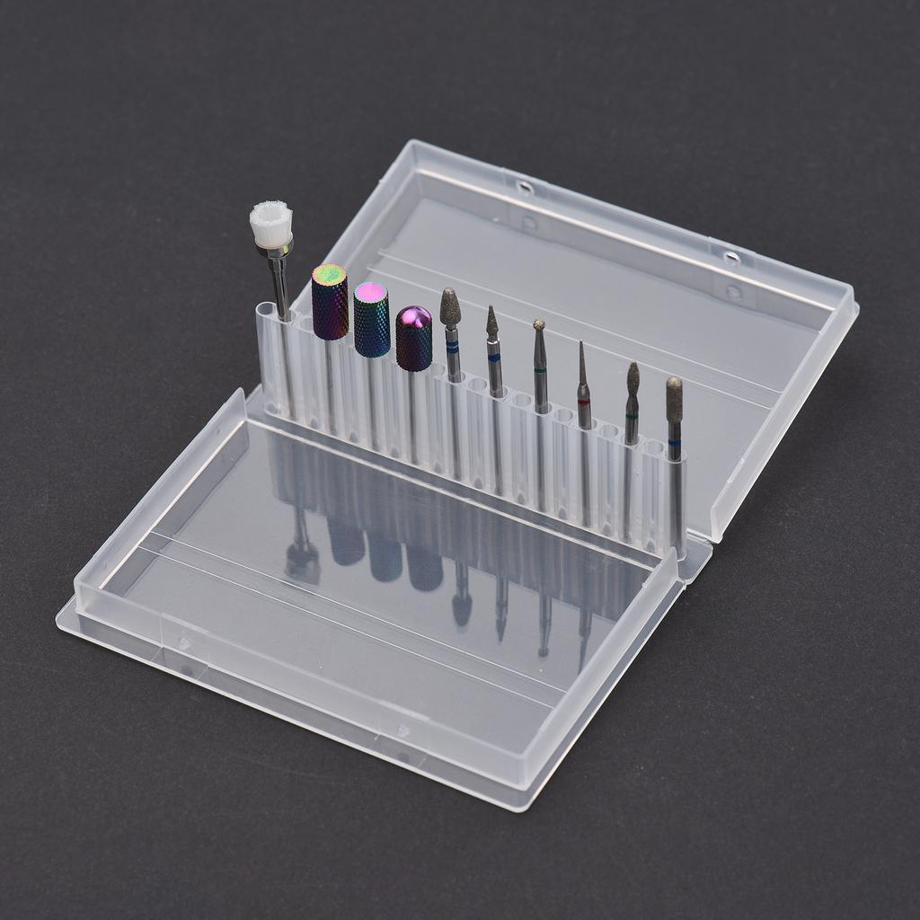 Nail Drill Bit Set Tungsten Steel Drill Bits Mini Cleaning Brushes for Nail Prep Cuticle Nail Gel