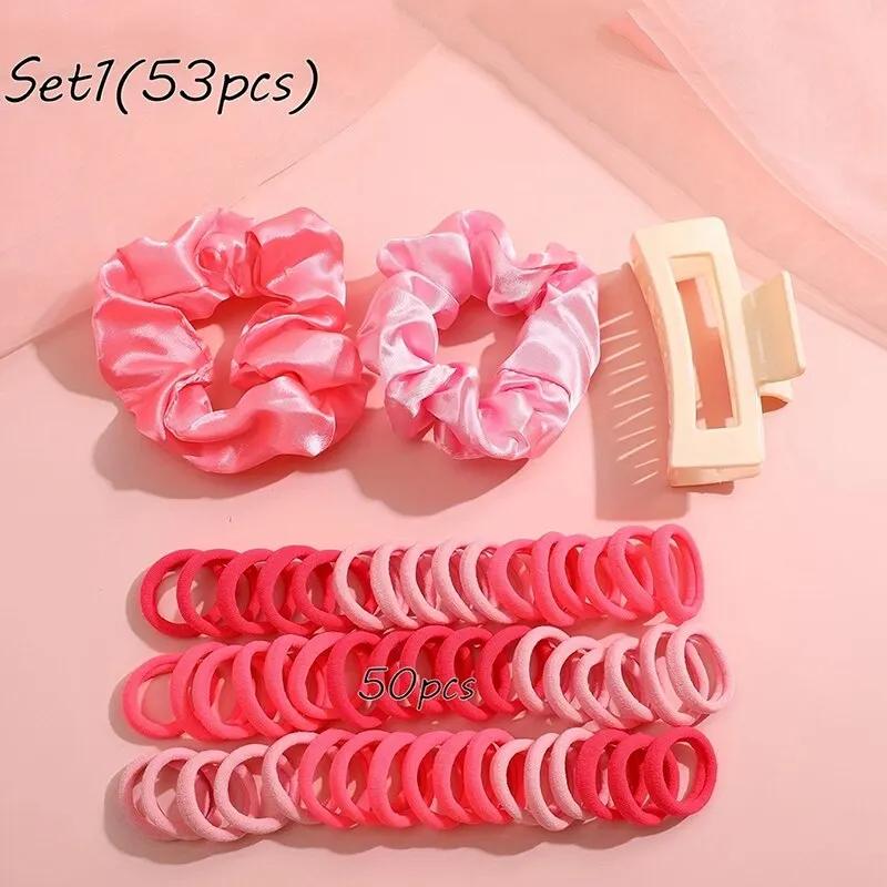

53-113Pcs Dopamine Fashion Elastic Colorful Band Hair Circles Flower Shaped Hair Accessory Grip For Women Daily Party Gift 2026