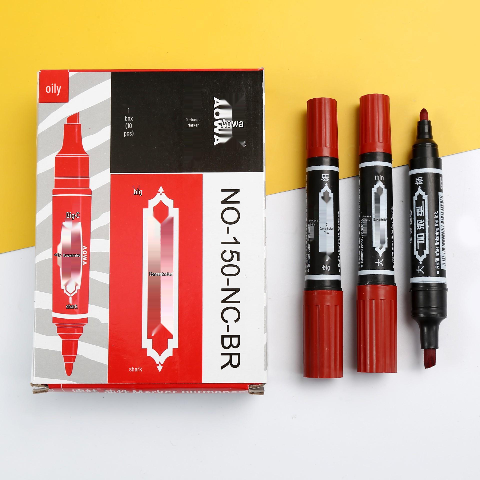 Dual-Tip Oil-Based Refillable Marker Pens - Set of 150 for Logistics & Express Markings