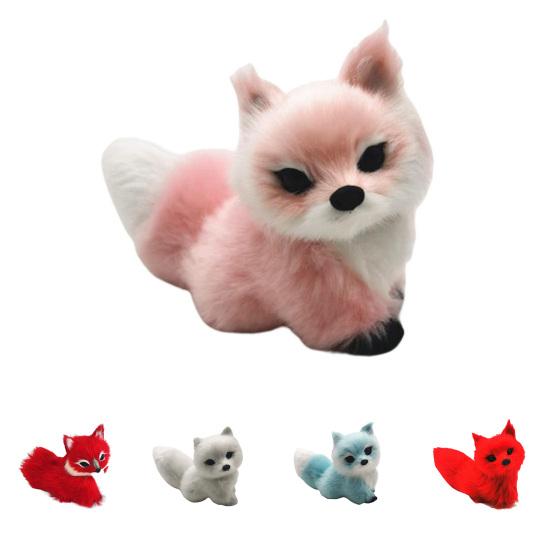 Fuchs Modell Spielzeug Mini Niedlich Simulation Tierfigur Solides Modell Desktop Ornament Kunstfell Falsches Fuchsmodell Figur Ornamente Geburtstagsgeschenk
