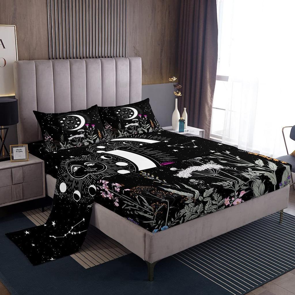Chapéu de Cama com Padrão de Frutas Abacate Desenho Animado Conjunto de Roupa de Cama de Quatro Peças Decoração de Roupa de Cama para Quarto de Dormitório
