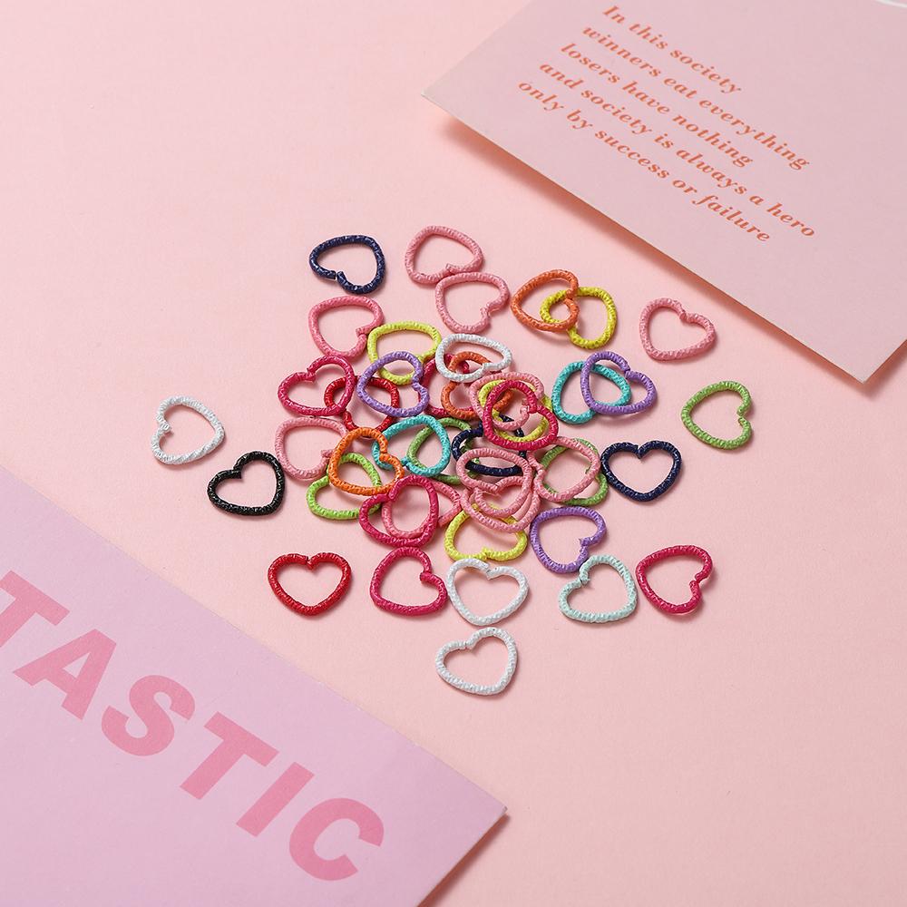 50pcs/lot Colorful 14mm Heart Jump Rings Open Split Rings Jump Rings Connector For Diy Jewelry Makings Findings Supplies