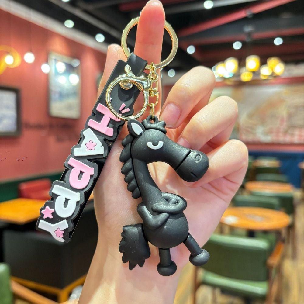 Cute Lucky Horse Keyring Traditional New Year Keyring Funny Animal Car Keychain  Bag Decoration