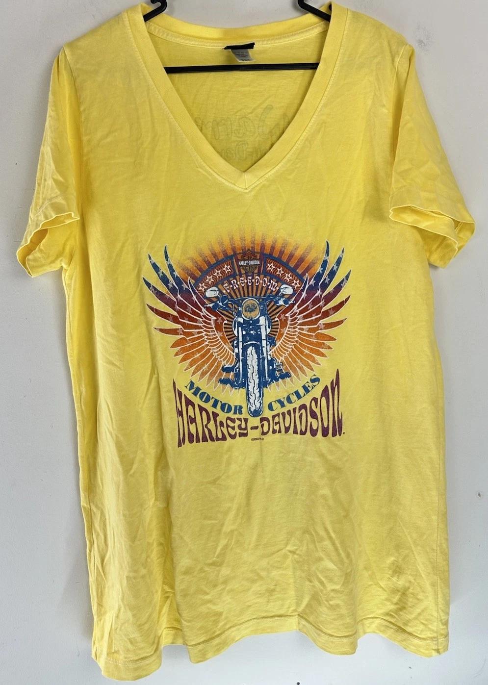 2022 Vintage Harley-Davidson Warr’s London England T-shirt 2XL Harley Yellow Tee S