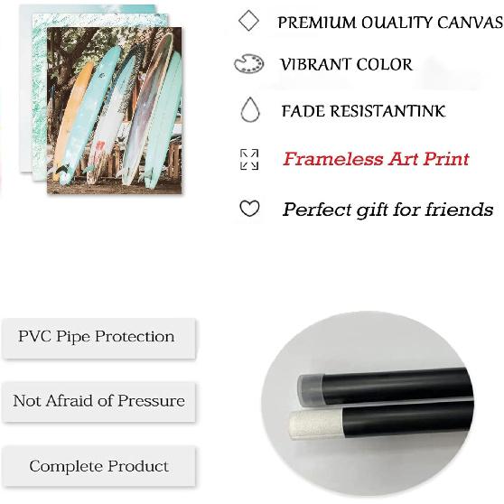 EVPYXFUT Set of 6 Tropical Beach Canvas Wall Art Surf Poster Summer Ocean Coastal Pictures Turtle Print Palm Tree Surfboard Gallery Paintings