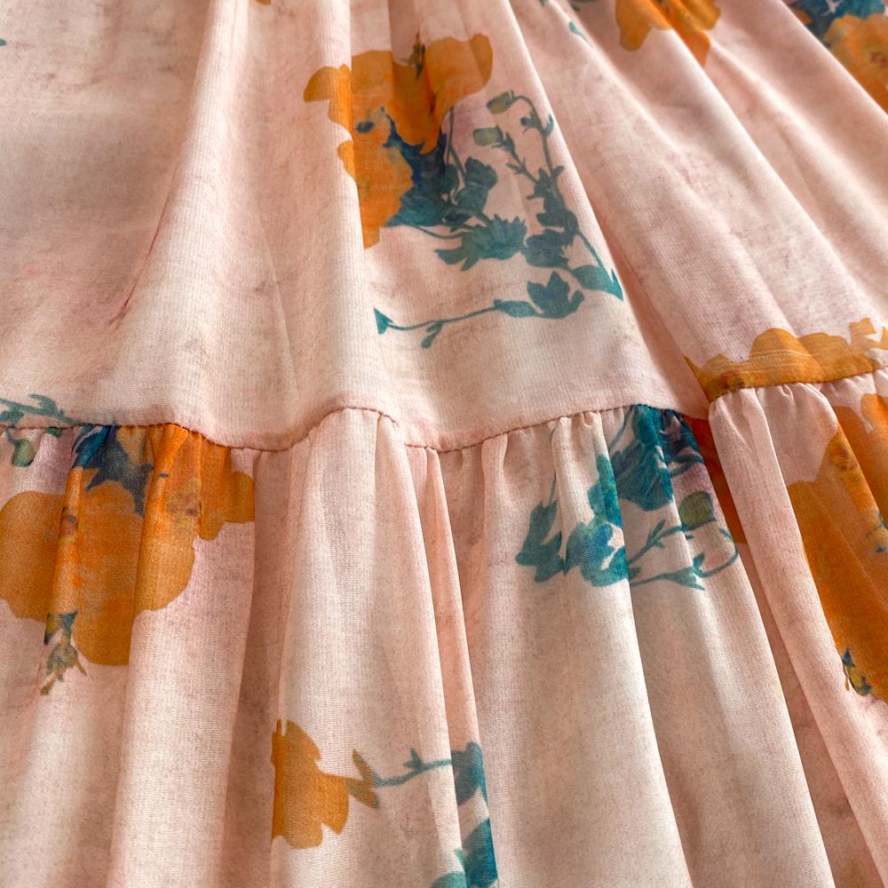 Осеннее винтажное женское длинное платье в стиле пэчворк с цветочным принтом — фото 13