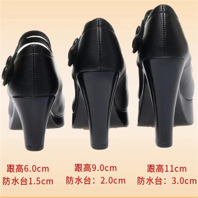 Zapatos de Mujer Clásicos Puntera Redonda Alta Calidad Cuero PU Negro Tacones Gruesos Plataforma Zapatos de Tacón Alto para Oficina Mujer Primavera 2026
