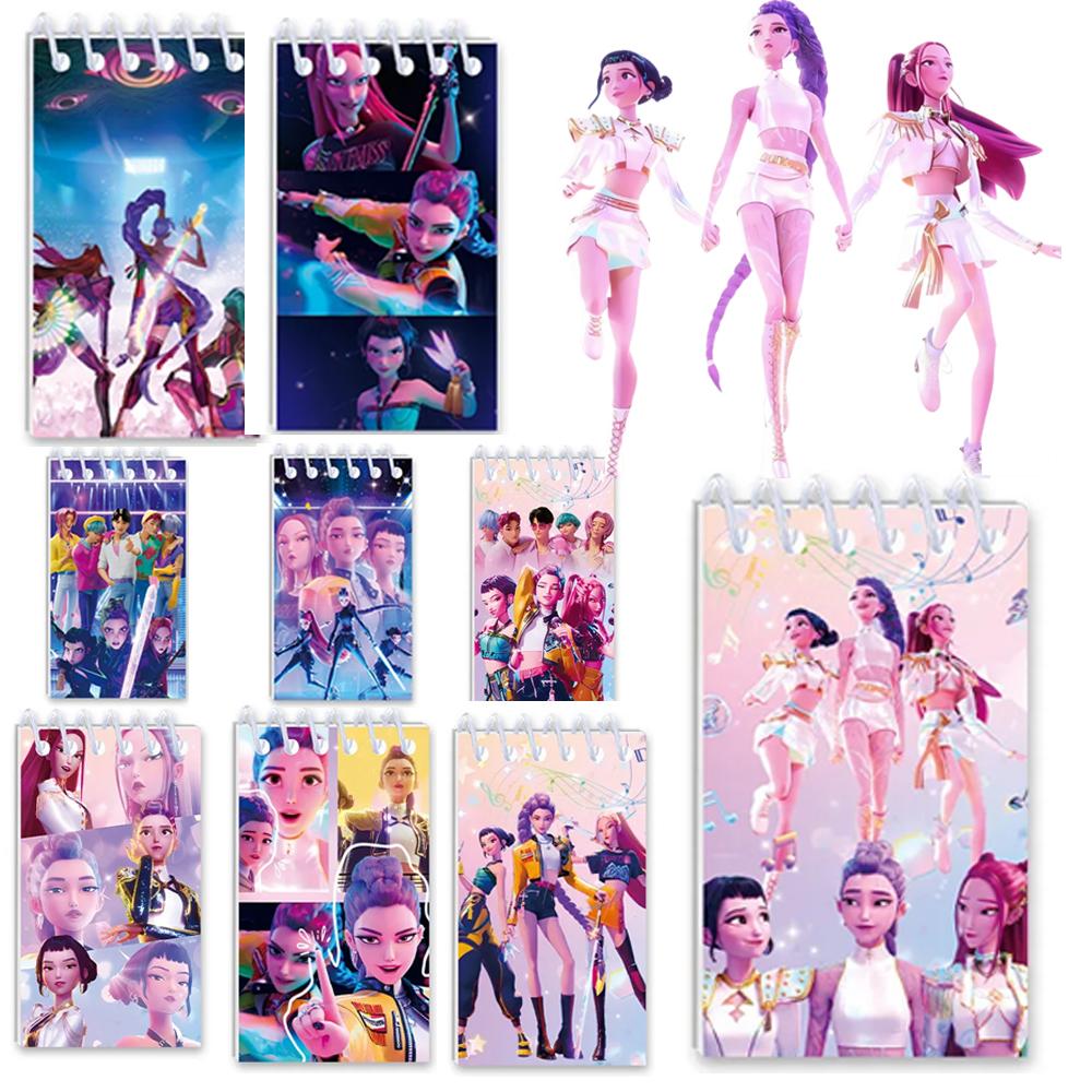 10pcs Kpop Demon Hunter Mini Notebook Set 24 Pages Lined Notepad for Office Journal Diary Student Class Stationery Cosplay Prop