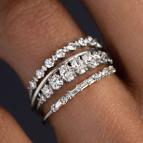 Yousheng 4Pcs Stackable Women Rings Cubic Zirconia Wedding Bands Non Tarnish Dainty Promise Rings for Statement Engagement
