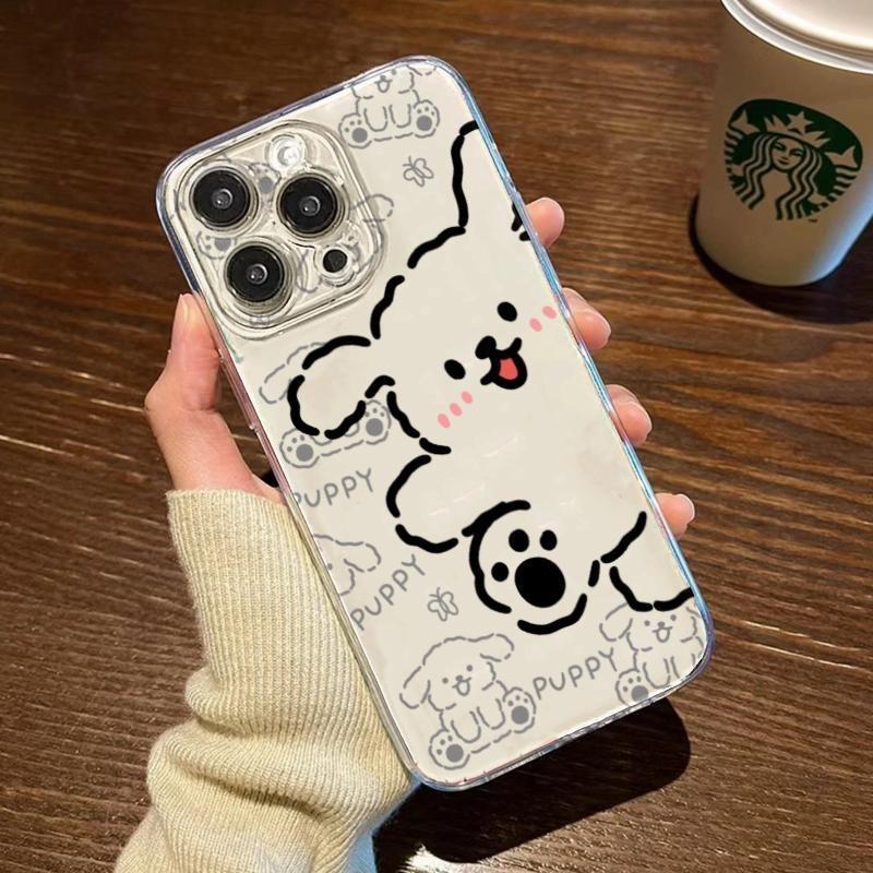 Say Hello Line Puppy Suitable for Apple 16promax Mobile Phone Case IPhone 15 Fresh 13 Cartoon Protective Case