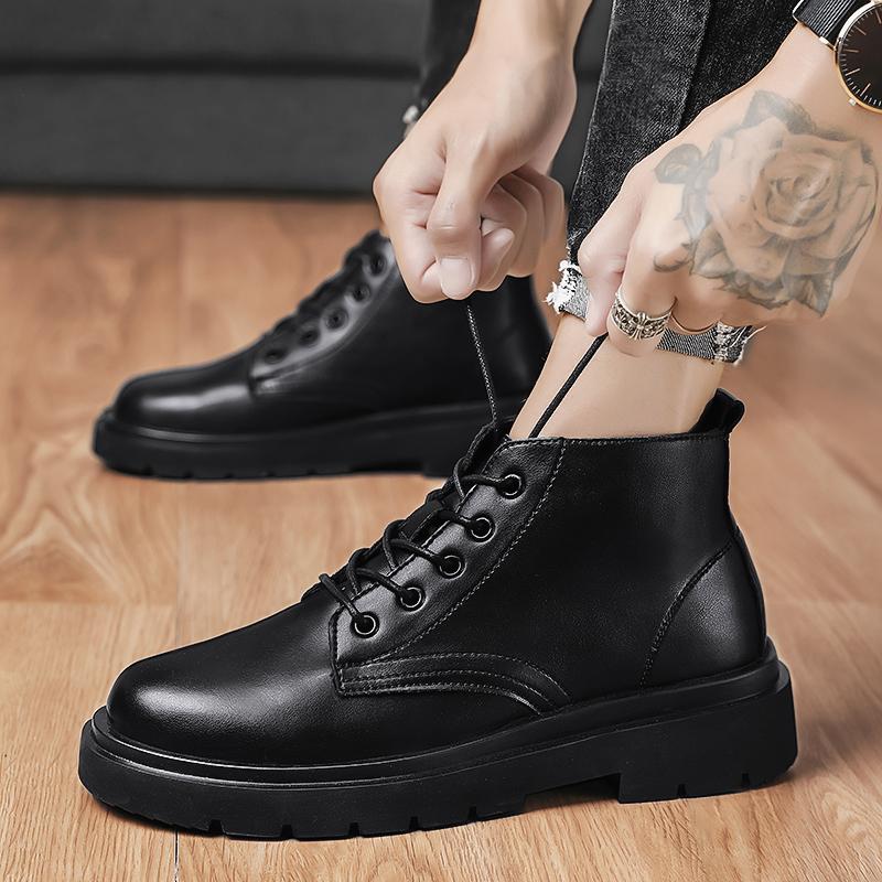 Fashion Men's Casual Shoes Classic Business Leather Shoes for Men Fashion Handcrafted Men's Dress Shoes Comfortable Flats High Top Boots