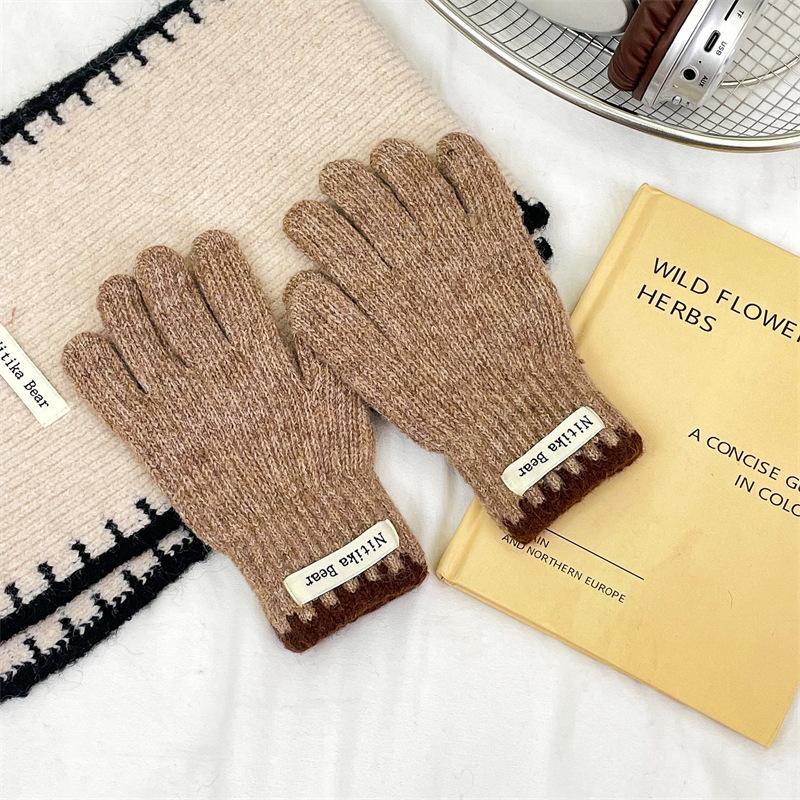 Детские вязаные перчатки 2-10 лет Девочки Зимние Теплые Пятипалые Мальчики Модные Icold Protection Стиль Ns Простые Дети Студенты