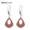 1 Pair Flower Shape Bohemia Drop Earrings Wood Waterdrop Shape Beads Hook Earrings Jewelry