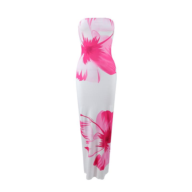 European Style 2025 Elegant Strapless Slim Fit Long Beach Dress