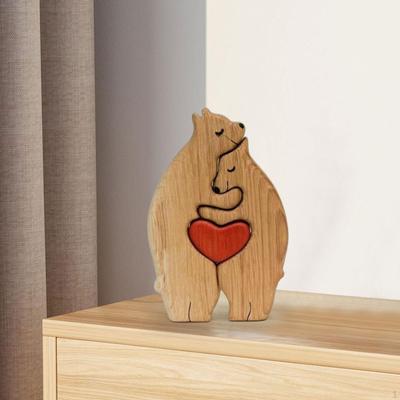 Dřevěná umělecká puzzle sochařská hračka Bear Family, dekorace Rodina medvědů jako dárek
