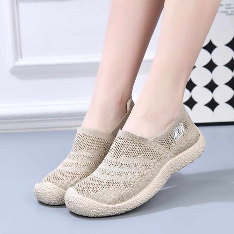 

Вязаные сетчатые кроссовки для женщин, нескользящая обувь для ходьбы, дышащая рабочая обувь для бега, женская повседневная удобная легкая теннисная обувь для тренировок 41