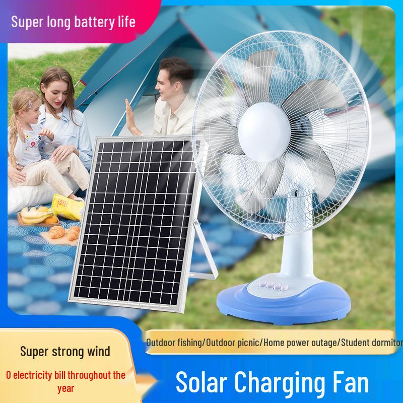 High Wind Solar Table Fan for Indoor & Outdoor Use - Ideal for Homes, Dorms, Offices
