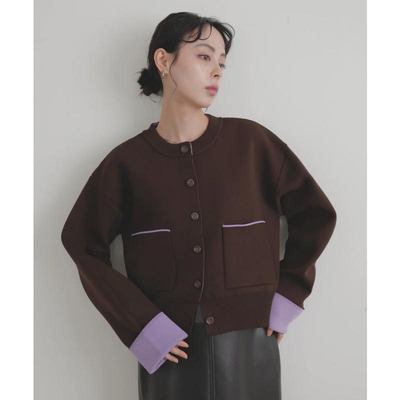 Корейская мода Осень Зима Женский базовый свитер с круглым вырезом Контрастный цвет Пальто вязаное в офисном стиле Стильный женский вязаный верх One Size коричневый 3190₽