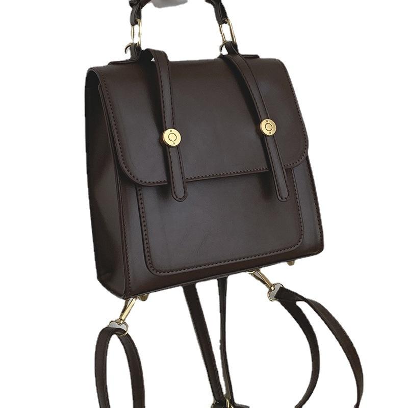 British retro backpack women 2025 Korean version of portable backpack student class large capacity multi-functional bag versatile