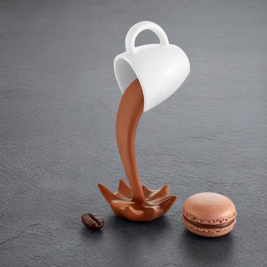 Figura de Taza de Café que se Derrama Flotante, Estatua Divertida de Taza de Café con Salpicadura al Verter, Escultura de Café de Resina Novedosa para Cocina, Bar, Oficina, Decoración de Cafetería