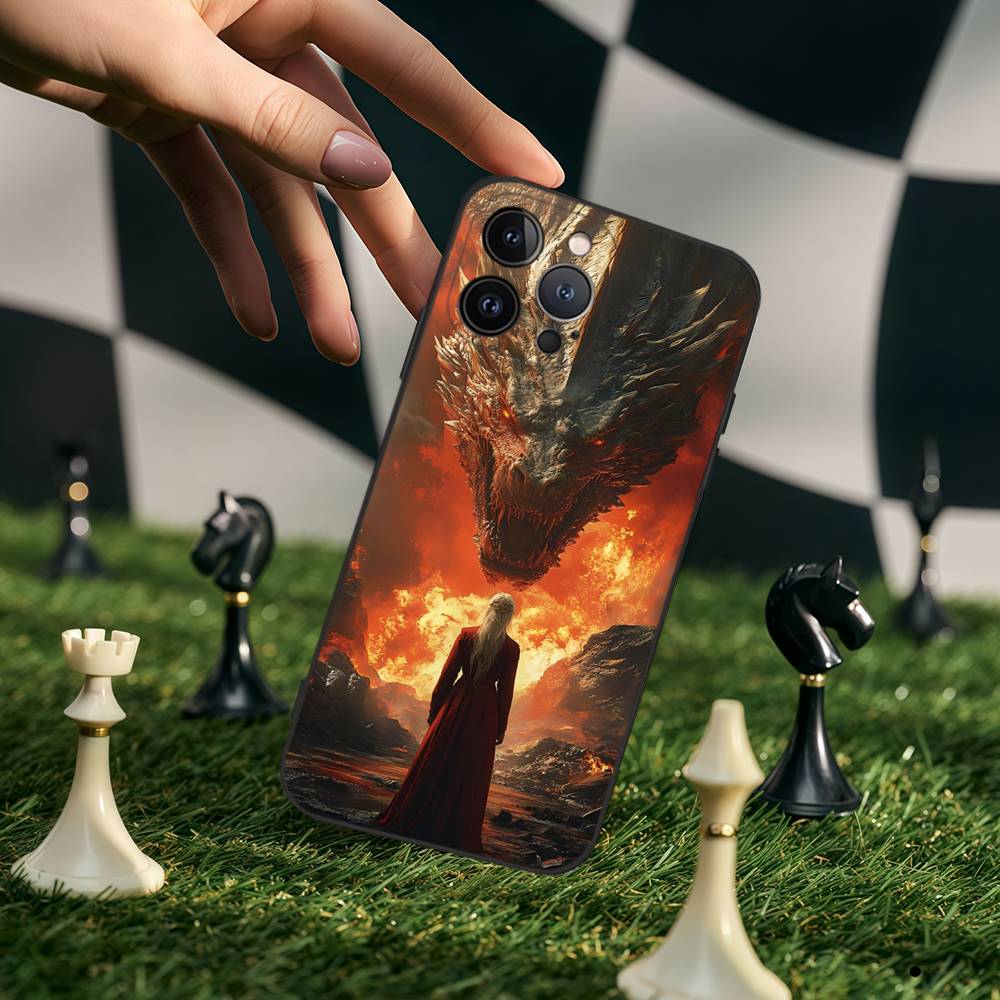 Custodia Nera in Silicone con Fantasia Logo Cool di Game of Thrones Per iPhone 17 Air 16 15 14 13 12 11 Pro Max Plus Retro in TPU