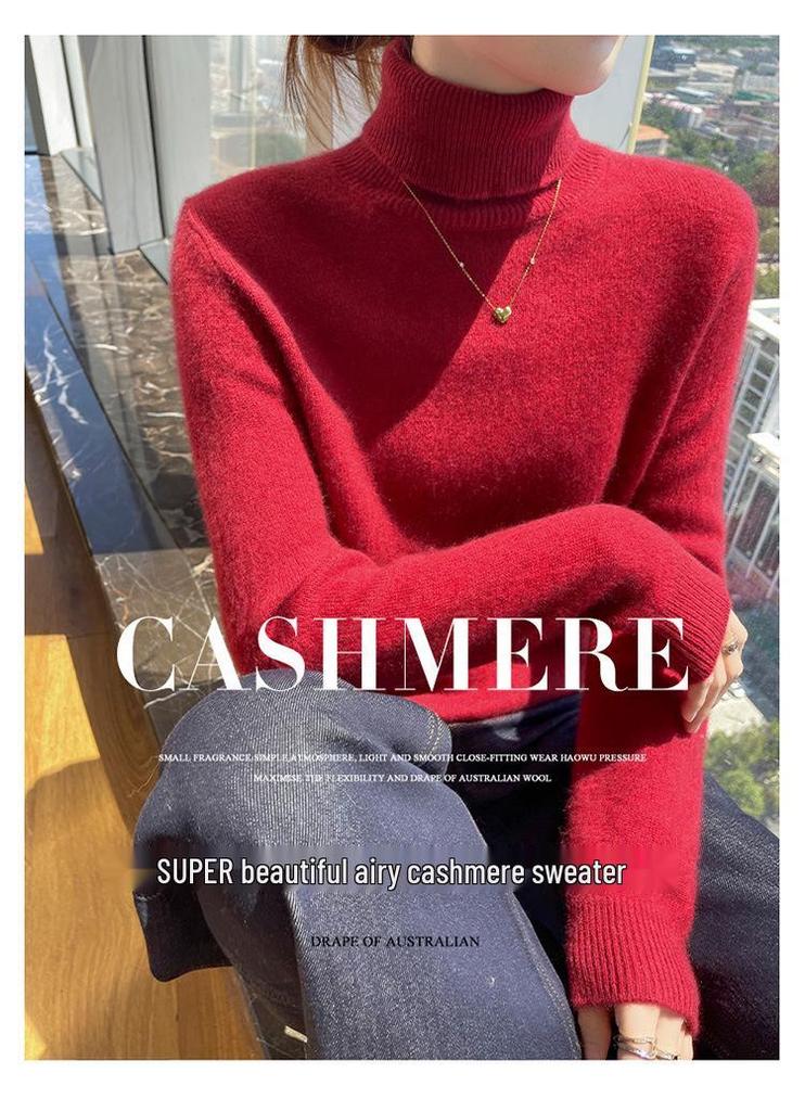 Women's Seamless Cashmere Knit Base Layer Pullover with Half-High Collar