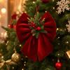 Wine Red Velvet Christmas Tree Ornament with Branch Decor