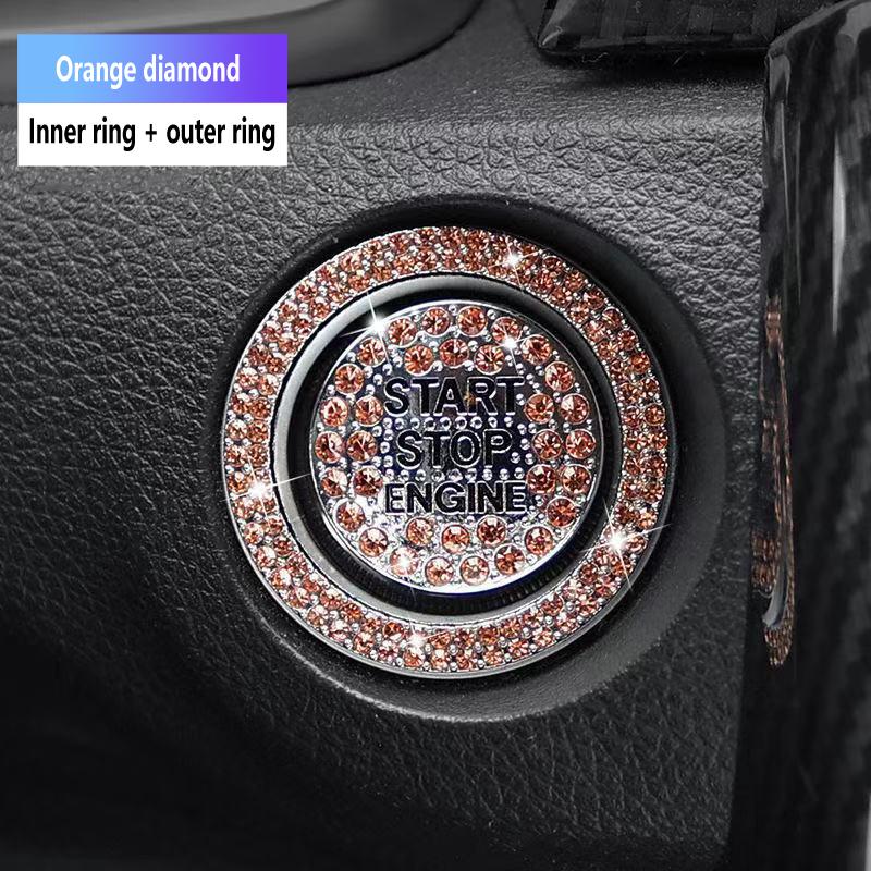 Adecuado Para Mercedes-Benz BMW Coche Arranque con Una Llave Anillo Decorativo Adhesivos Decorativos de Botón de Cristal Diamante Decoración de Coche