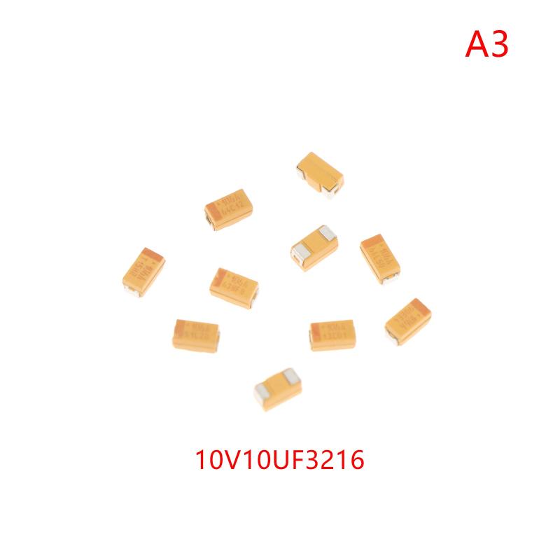 10Pcs A B C D Case Tantalum Capacitor 6V 10V 16V 25V 4.7Uf 10Uf 22Uf 47Uf 100Uf 470Uf For Electronic Projects Circuit Board