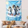 Three Cute Baby Penguins Walking on Ice Floe Snowy Day Wall Tapestry Kids Decor for Nursery Girls Bedroom Playroom Gift