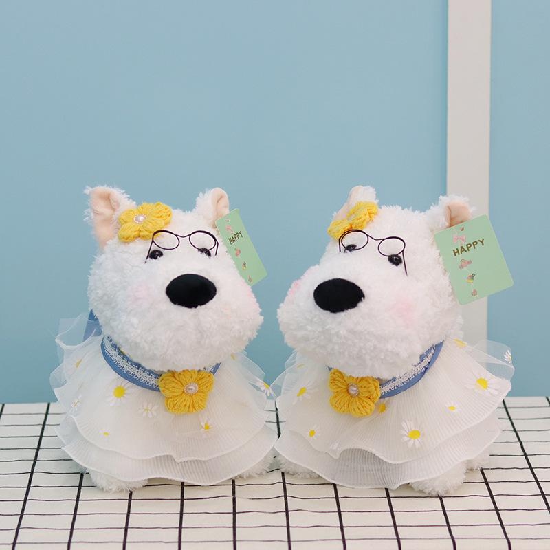 Cute Drag-out West Highland Puppy Doll Plush Toy Dressed Dog Doll Eight Inch Rag Doll Birthday Gift