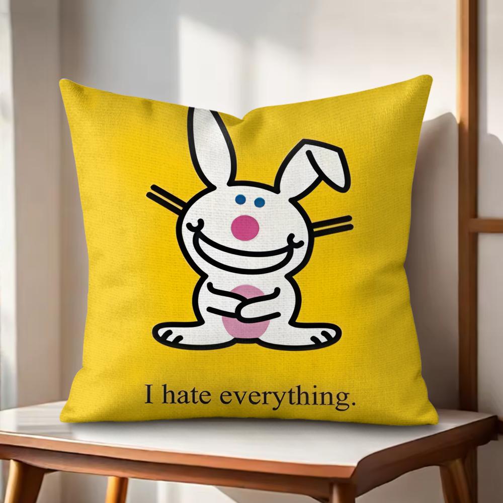 

Cute rabbit Cushion Cover Natural Linen Organic Fabric DoubleSided Printing Couch Pillow Covers Home Decor 30x30cm