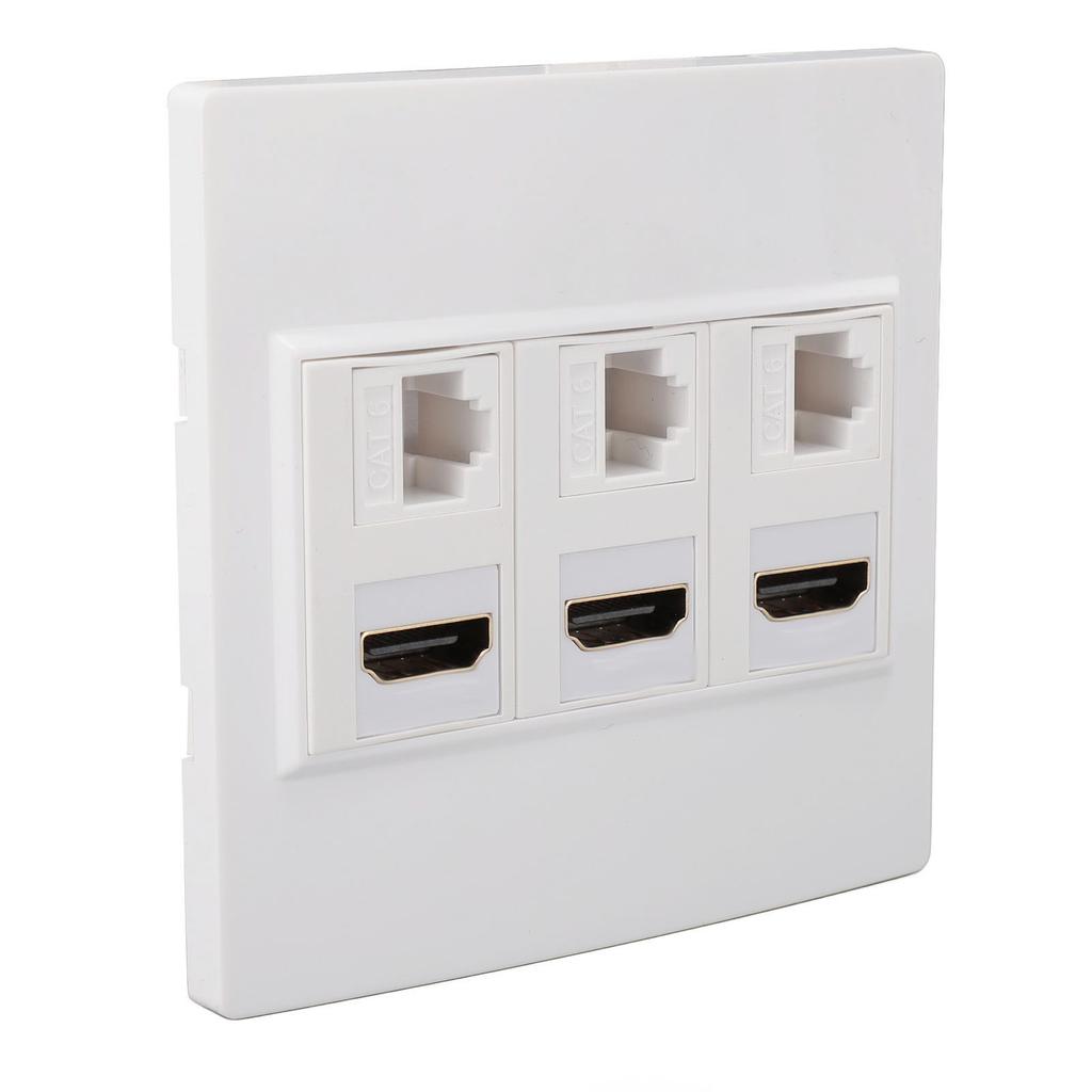 Cat6 HD Multimedia Interface Wall Plate Professional Gigabit 4K HD 6 Port Wall Plate for Computer TV Hard Disk Projector