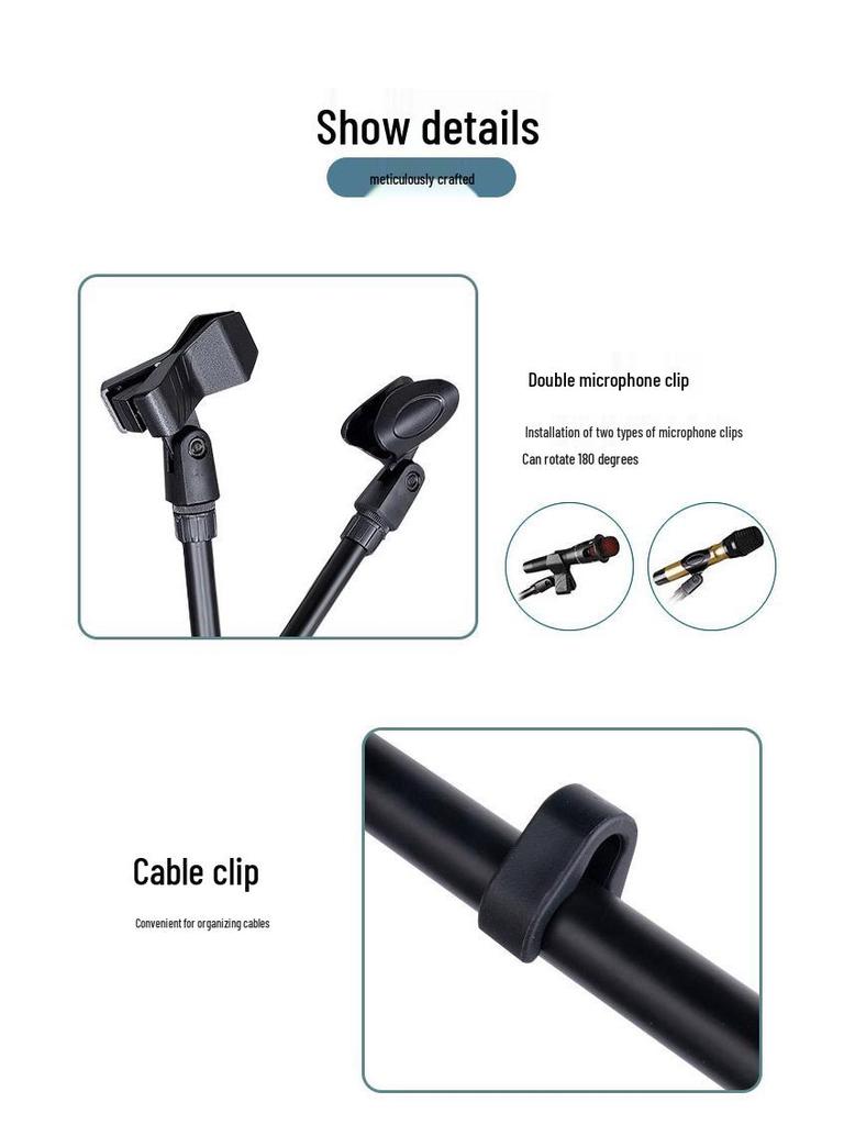Adjustable Portable Microphone Tripod Stand for Live Streaming, Recording, Outdoor, or KTV