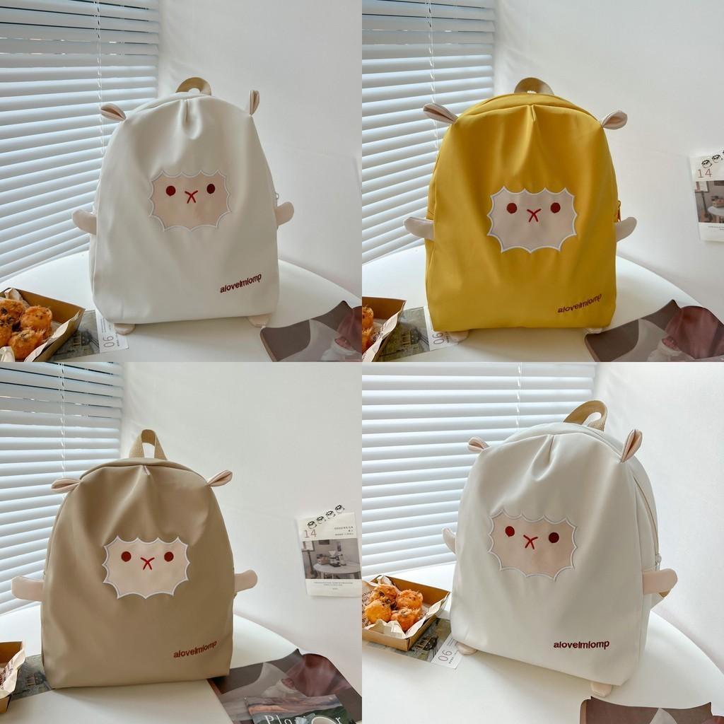 Cute And Simple Canvas Backpack For Boys And Girls Adorable Lamb Face Design