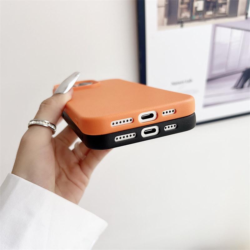 Candy Color Fake Leather Case for iPhone 16 Pro Max 15 14 13 12 Pro 11 XS Max XR All Inclusive Drop Resistant Cover