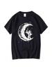 Moon Print Casual Summer Cool Short Sleeve Wounisex Tshirt Moon T-Shirt Female Tee Shirts Wounisex Tee Tops