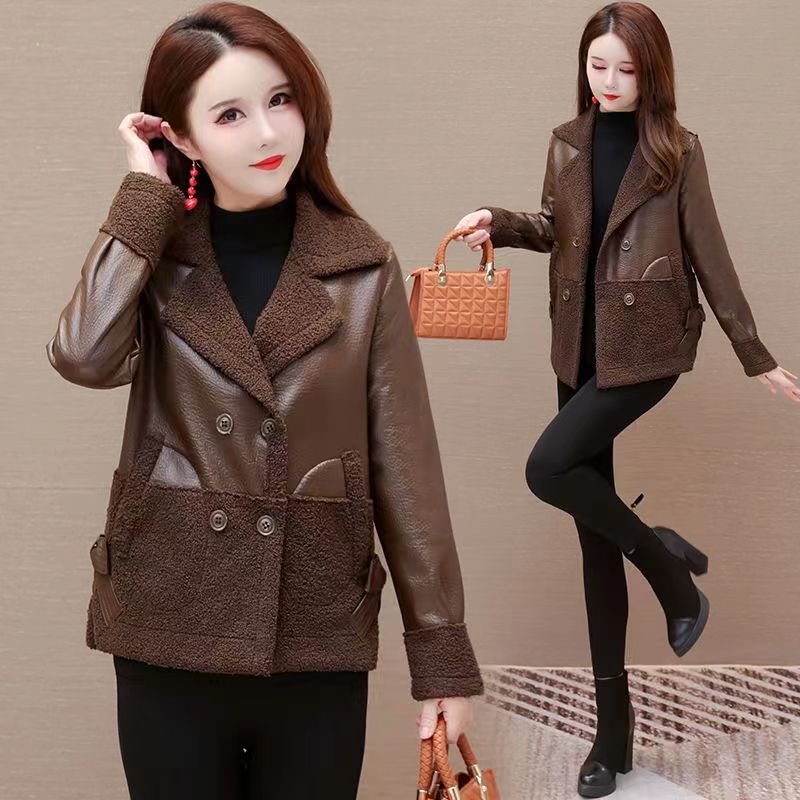 Autumn and Winter Double-sided Wear Teddy Velvet Leather Jacket Ladies High-end Loose Korean Style Jacket