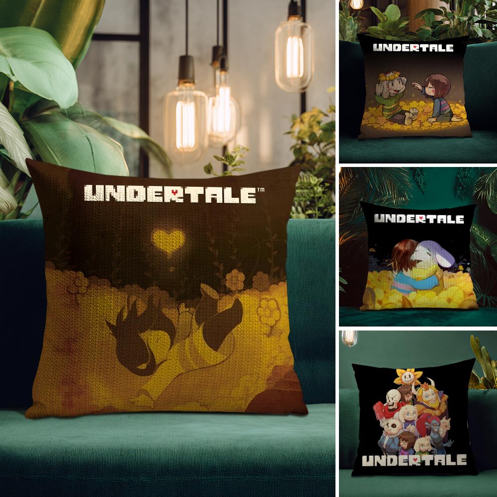 UUndertale Game Cushion Cover Natural Linen Pillow Case DoubleSided Print Decorative Sofa Pillowcase Home Decor Gift