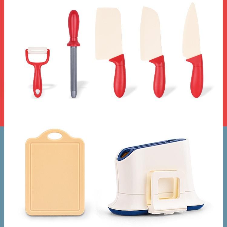 

7Pcs Play Knife Set For Kids Montessori Toddler Cooking Toys Pretend Play Kitchen Learning Toy Birthday Gift For Boys & Girls