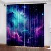 2 buc Perdele Galaxie Albastru Mov Univers Fantezie Cer înstelat Steaua Nebuloasă Buzunar pentru tijă Spațiu cosmic Decor dormitor.