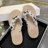 Thick-soled Bow Lace Edge Casual Slippers Women 2025 Summer Wear Versatile Flip-flops Vacation Beach Shoes Women
