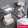 1 Pcs Drill Free Soap Dish Holder Wall Mounted Storage Rack Holder Hollow Type Soap Sponge Dish Bathroom Accessories