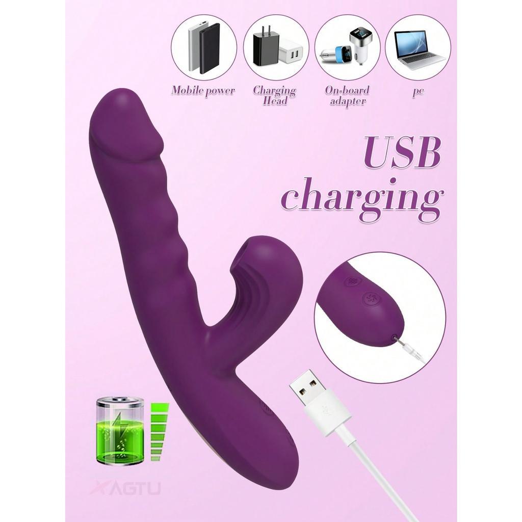 Erotické hračky s vibračním králíkem, realistické dildo s 10 teleskopickými vibracemi 10 pulzujících sacích vibrátorů pro potěšení žen